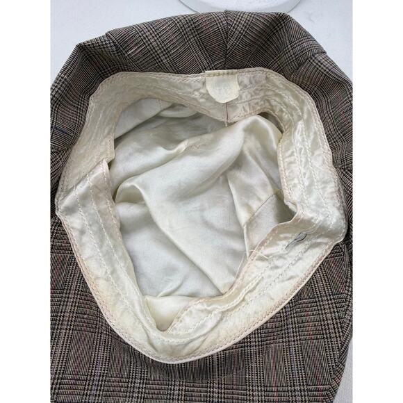 Mallory by Stetson Vintage Women’s Newsboy Hat Gray Pink Glen Plaid Union Made